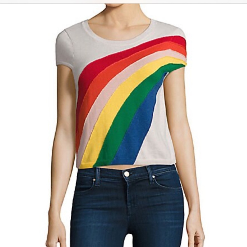 Alice + Olivia Womens Multicolor Stripe Tee